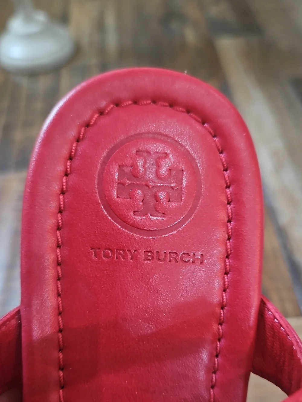 Tory Burch Red Leather T-Strap Slingback Thong Sandal
